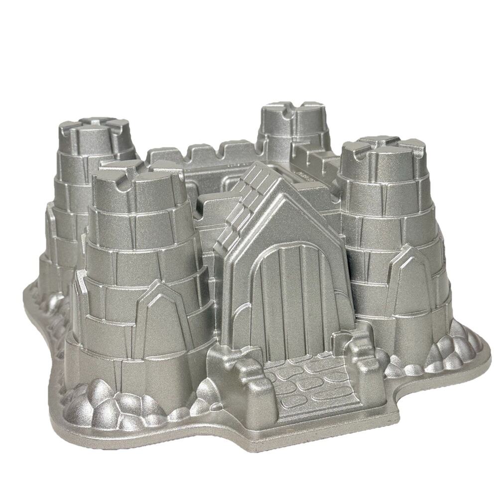 WILLIAMS-SONOMA Nordic Ware CASTLE Bundt Cake Pan 10 Cup Silver Aluminum USA EUC